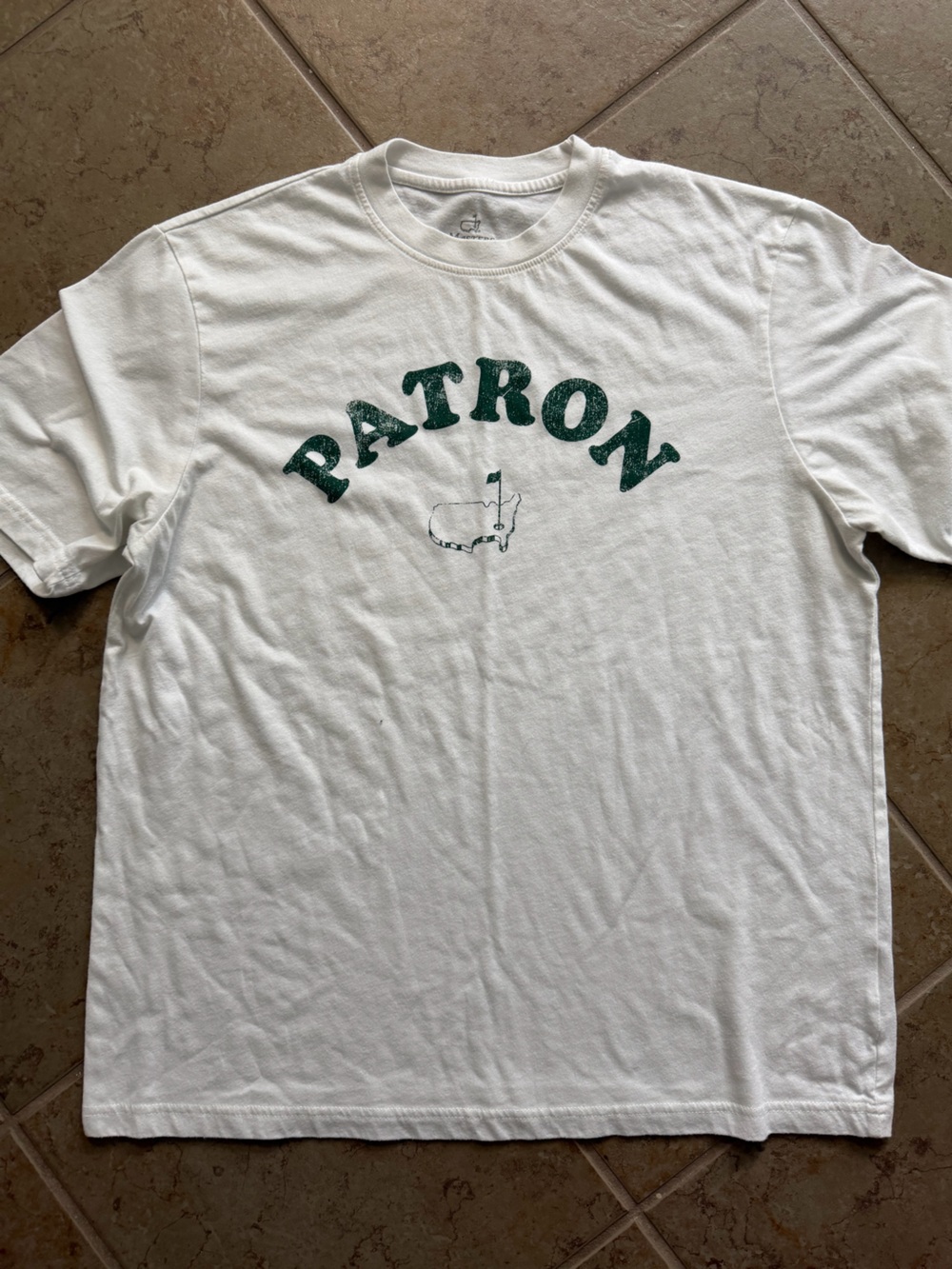 Masters White Tee with Green PATRON Graphic